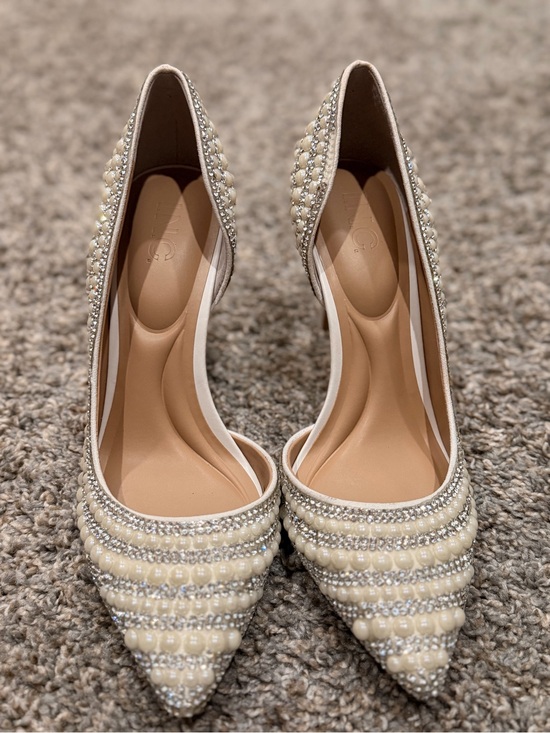 INC International Concepts Shoes - I.N.C Pearl & Crystal Embellished Pointed Toe Flats - Ivory